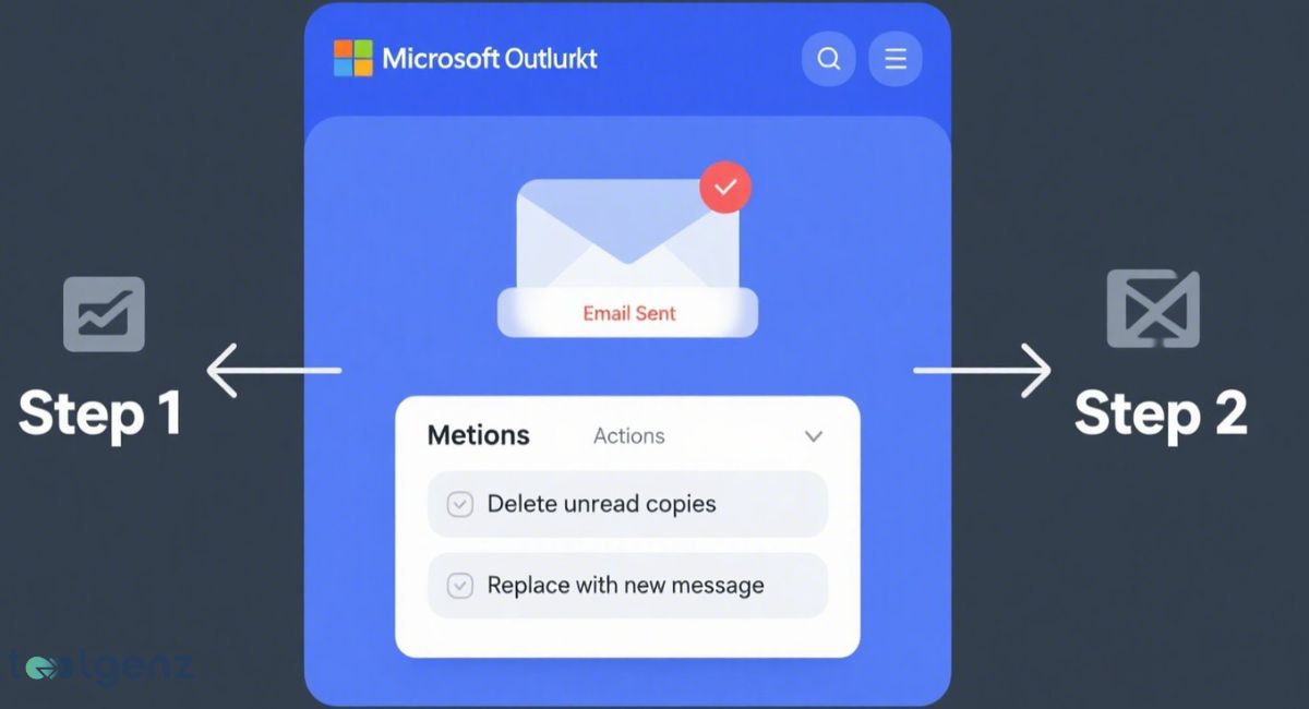 Steps of Recalling an Email in Outlook interface