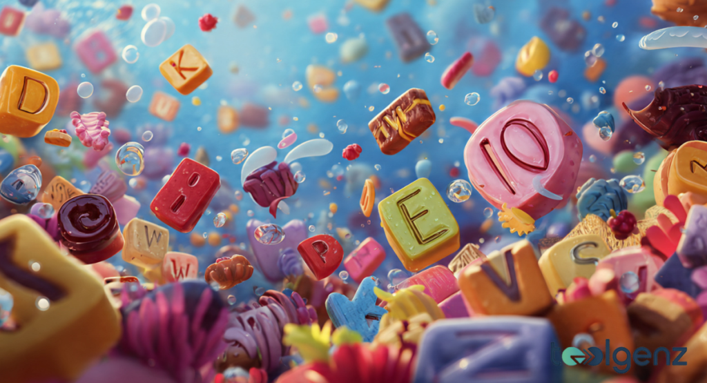 : A futuristic digital display featuring glowing translucent cards, sliders, and interactive UI elements in neon purple and orange.