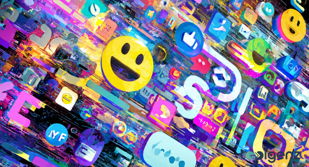 A vibrant celebratory landscape featuring a sunny field, colorful balloons, and gift boxes, with various speech bubbles containing playful milestone messages.