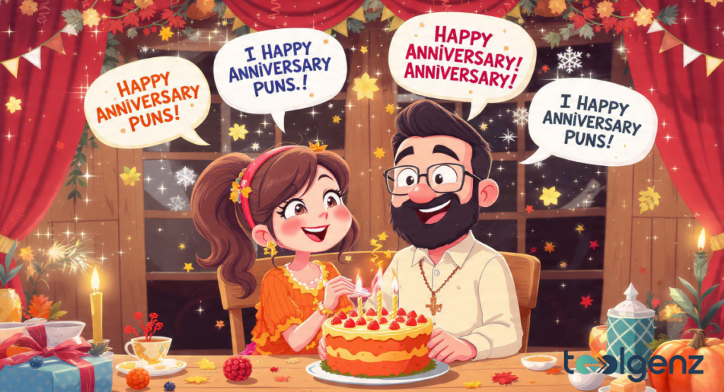 A colorful illustration of two young girls sitting on the ground laughing together, surrounded by whimsical speech bubbles filled with playful text and hearts.