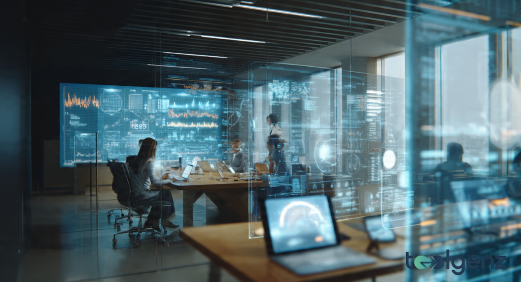 High-resolution chart depicting the impact of emerging technologies on global business sectors and industrial digital transformation. Visual data illustrates how AI and automation are reshaping corporate strategies and operational efficiency.