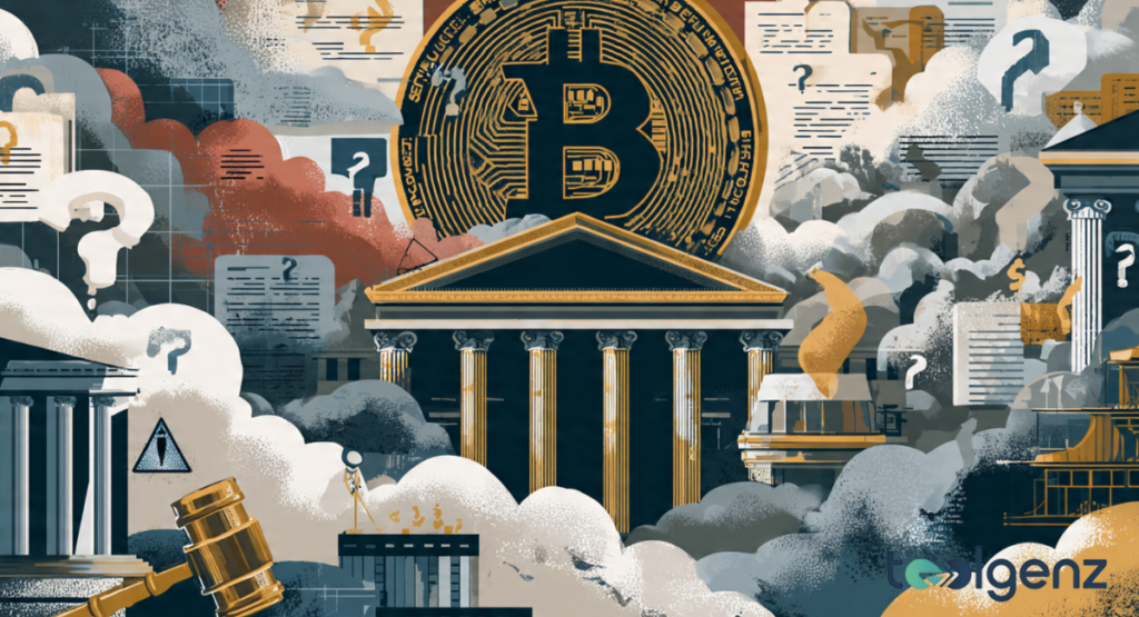 An abstract, hand-drawn style digital illustration featuring a large red lightbulb as a central focal point, surrounded by a chaotic yet organized collage of geometric shapes, scientific diagrams, and technological icons.