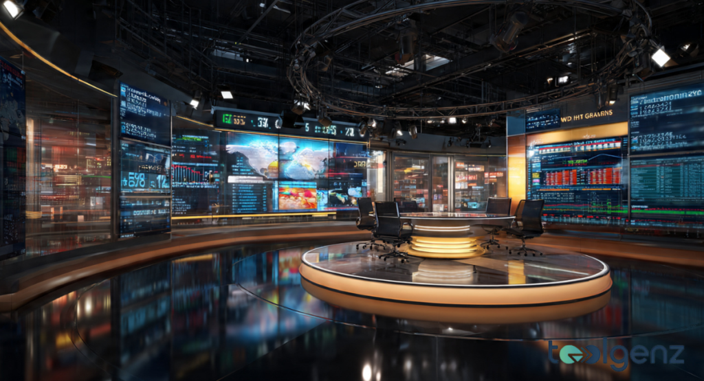 A curated feed of recent financial news articles and market updates regarding fintech. Headlines cover the new Robinhood Chain testnet and latest analyst upgrades.