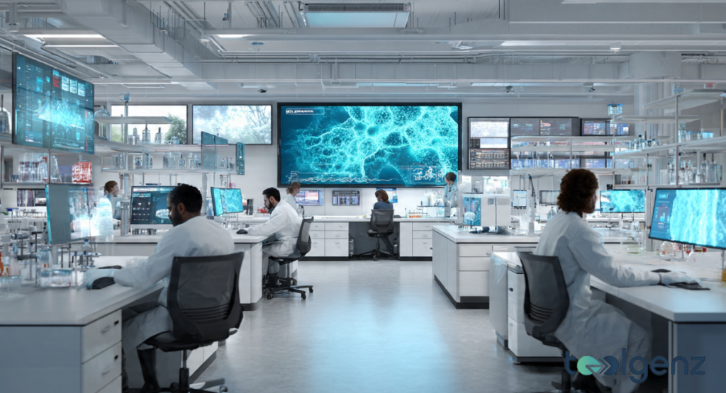 A high-tech rendering of an SMR (Small Modular Reactor) facility intended to power an AI data center.