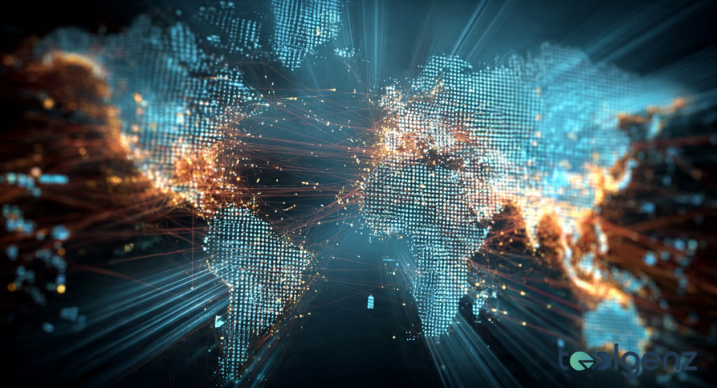 A high-resolution graphic of a modern motherboard with glowing blue circuitry, showcasing the intricate hardware components provided by Tech News PBoxComputers for custom PC builds.