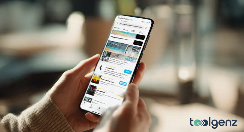 A user scrolling through a sleek mobile interface designed for readability. The design emphasizes clean typography and high-quality imagery for a premium feel.